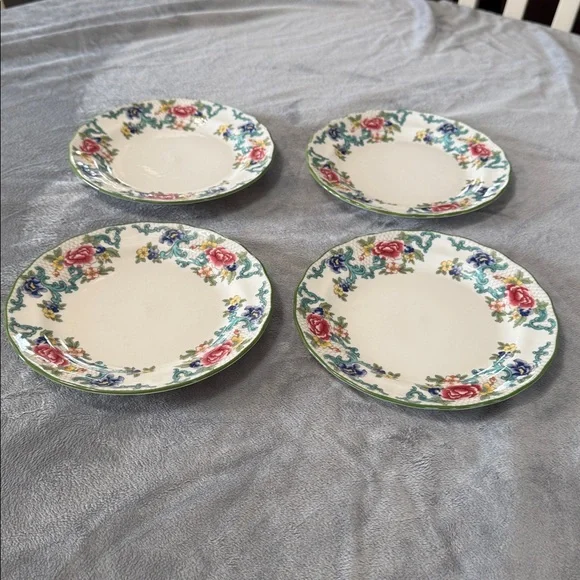 Royal Doulton Florandora Green 1981 Bread and Butter Pate T. C. 1127 Fine China - Picture 8 of 11